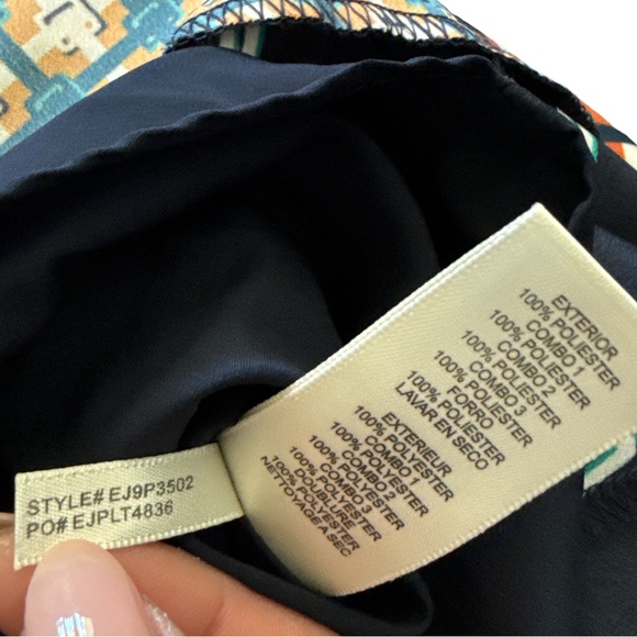 Eliza J Geo Print Belted Midi Shirtdress 6P Navy NWT - Picture 7 of 10